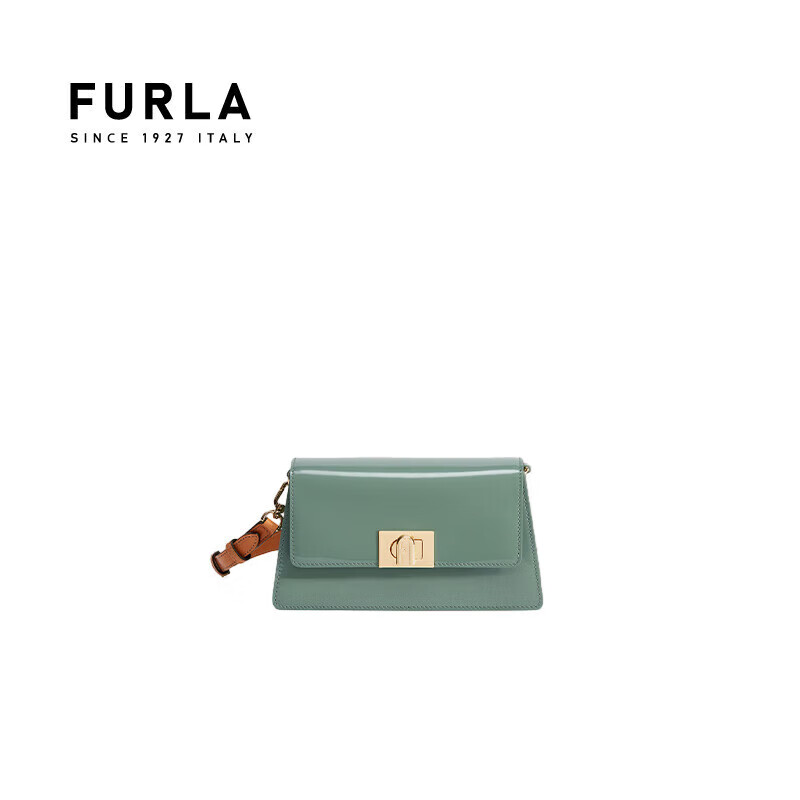 芙拉（FURLA）ZOE系列 漆皮拼接牛皮精制女士迷你单肩包 孔雀石绿【送女友礼物】