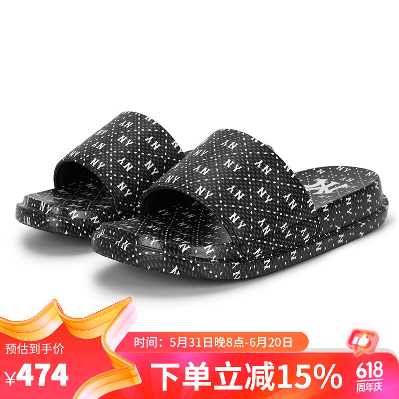 mlb女子 运动休闲复古老花拖鞋 3alpcdm33-50bks 纽约洋基队/黑色 36.