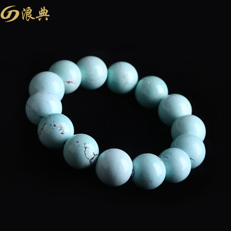 浪典天然原矿绿松石手链 湖北绿松石无优化单圈手串 原石打磨无油十堰
