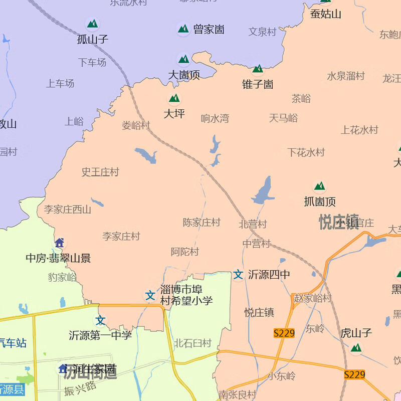 沂源县地图1.1m现货新款贴图山东省淄博市行政交通区域划分