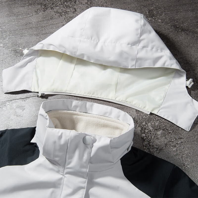 迈途（MERRTO）三合一户外冲锋衣加厚保暖外套工作服登山服抓绒内胆防风防水风衣 D2086象牙白（女） 2XL