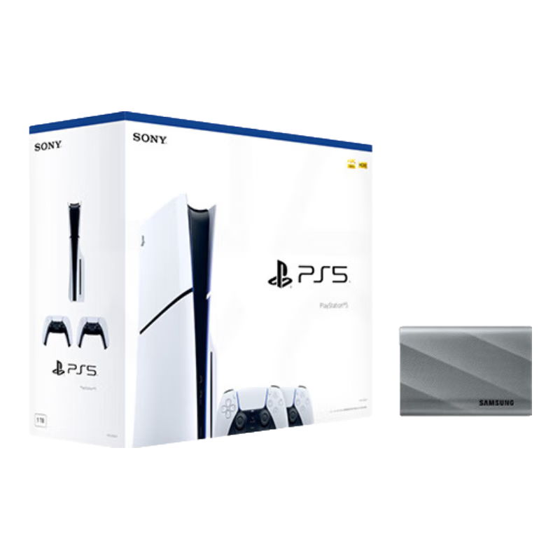 SONY 索尼 PlayStation 5系列 PS5 slim 光驱版 国行 游戏机 游戏机+双手柄+三星T9移动固态硬盘1TB星际灰