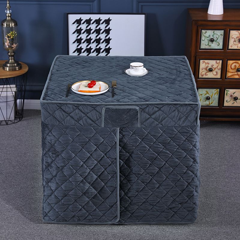 婕茵桐绒面加厚烤火罩正方形80×80电暖炉罩四方取暖桌布分体电桌布罩