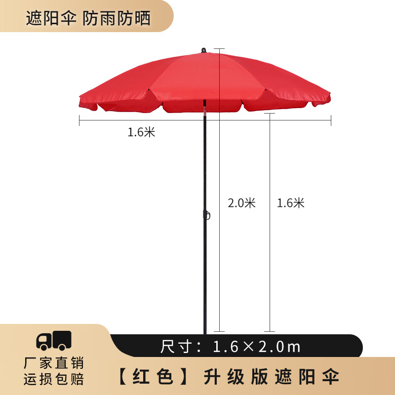 园居者户外遮阳伞大号摆摊伞大型雨伞太阳伞沙滩伞防晒庭院伞大伞 1.6米八股大伞红色 京东折扣/优惠券