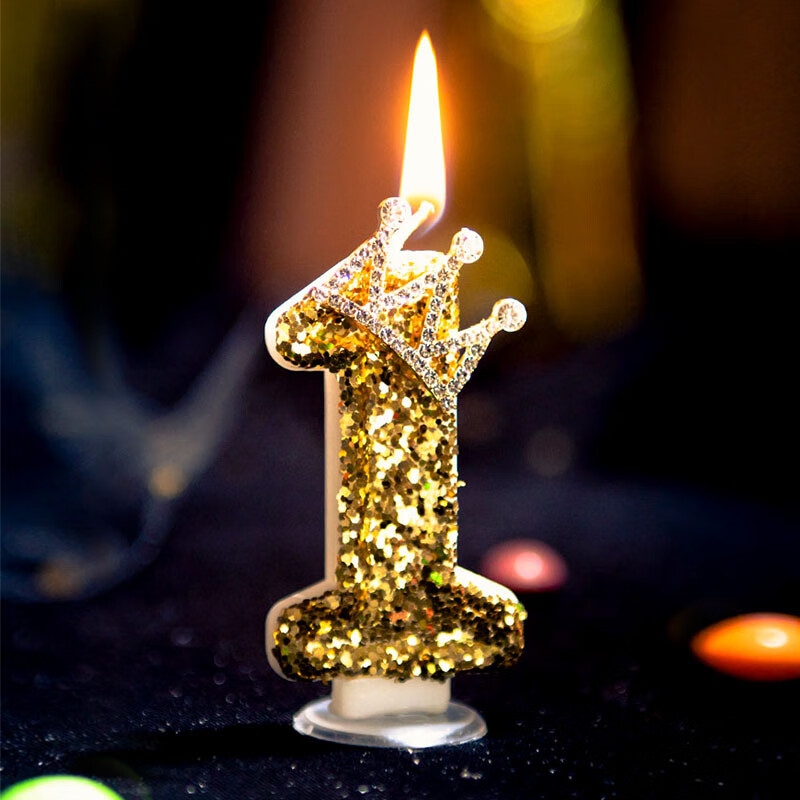 孩派生日蜡烛金色皇冠创意数字蜡烛男孩女孩宝宝周岁生日蛋糕装饰 金色皇冠数字1