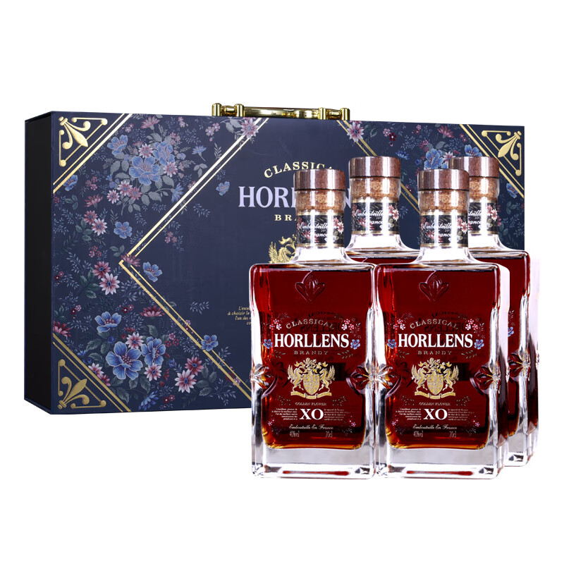 豪崙狮  金花XO 白兰地 法国原瓶进口  40度 洋酒  送礼聚会礼盒装 700mL 4瓶 礼盒装