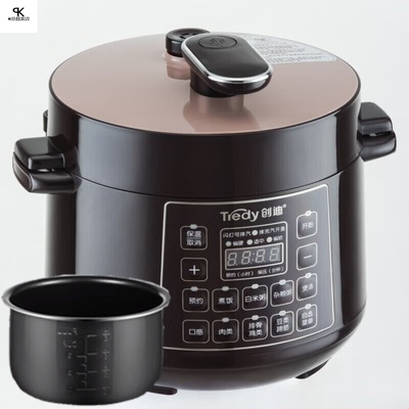 創(chuàng  )迪（Tredy）40-80F電壓力鍋2.5L家用智能4L高壓電飯煲 60F  智能咖啡色單膽 2.5L