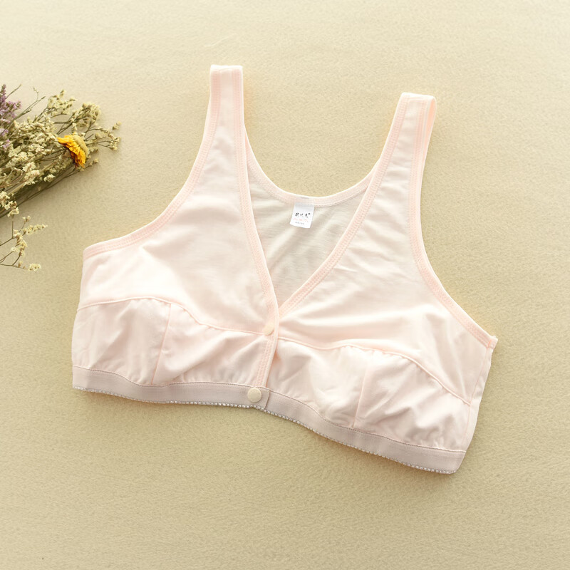 舒适超薄无海绵大码前扣背心 卡其色 偏肉粉色 90 (适合下胸围70-75)