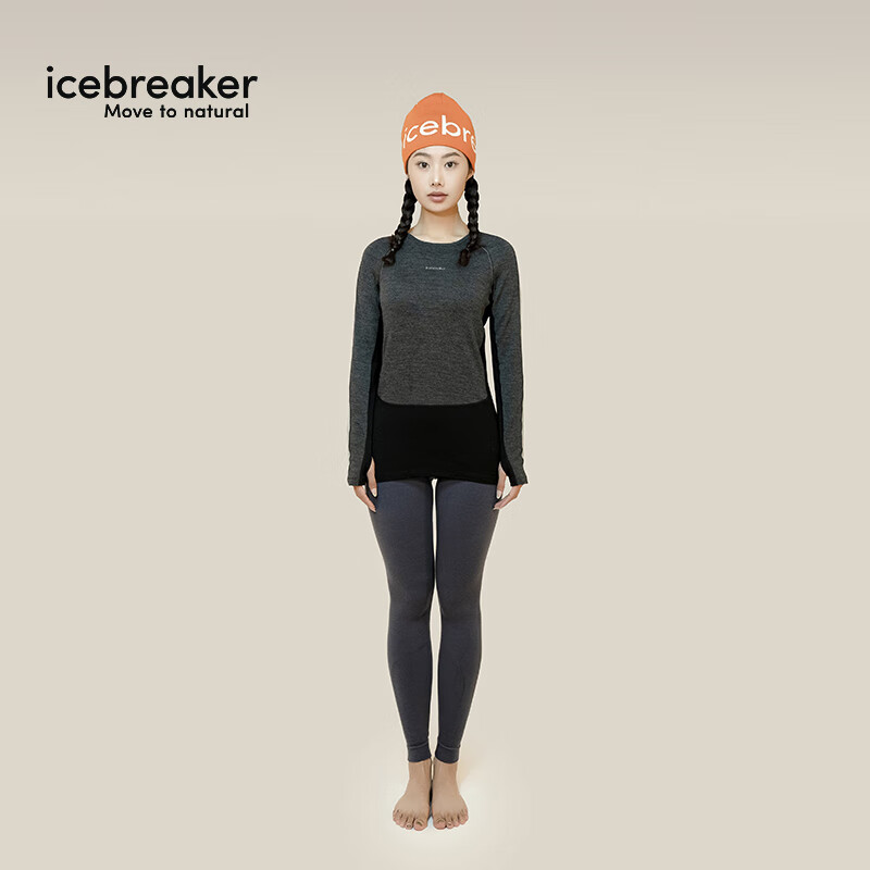 icebreaker美利奴羊毛女260 ZoneKnit户外跑步滑雪运动保暖贴身层功能内衣 花灰色 M