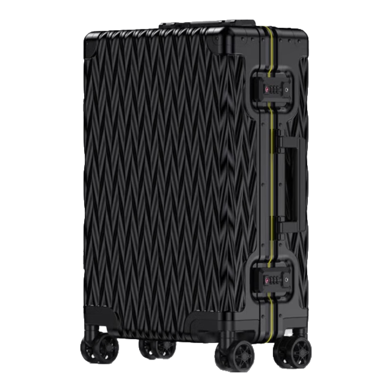 莎米特20英寸铝镁合金行李箱全金属商务高端旅行箱抗压静音轮拉杆箱黑色