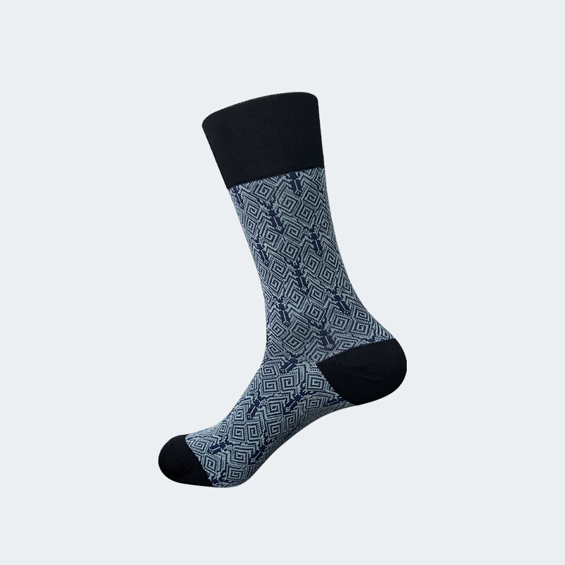 oceanwings男士几何图案商务休闲袜子 吸汗透气优雅正装皮鞋棉袜 甲虫几何 40-45