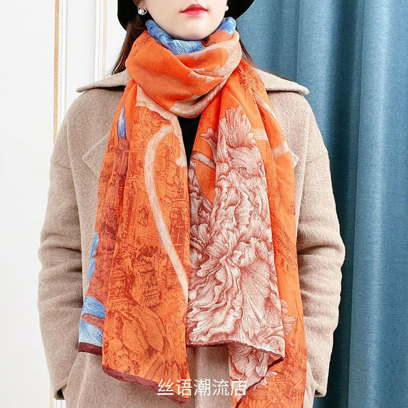 名矜秋冬季新款棉麻围巾女大尺寸保暖防寒披肩中老年妈妈气质穿搭丝巾