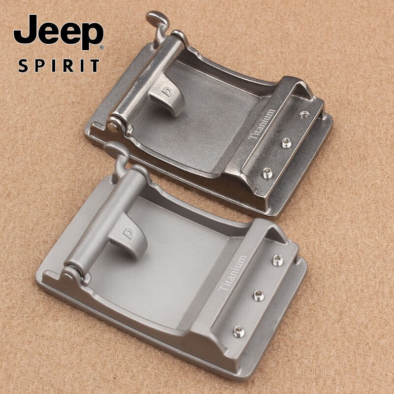 JEEP SPIRIT超轻纯钛内穿情人节皮带扣头礼盒腰带牛皮男士防过敏宽3.5cm 纯钛石洗版单皮带头 超轻纯钛55g