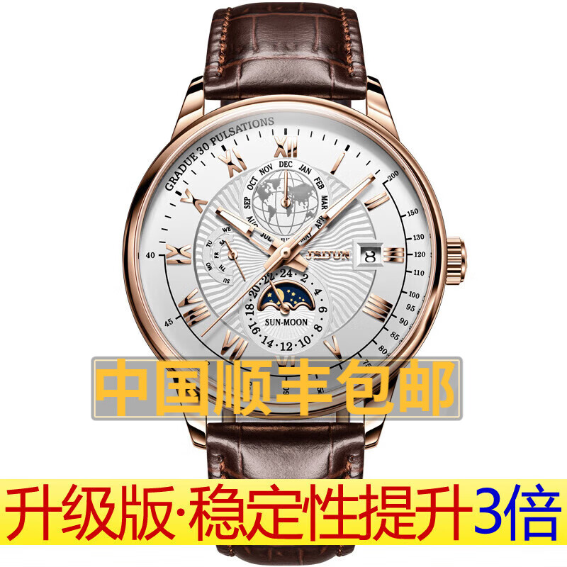 金仕盾瑞士新款手表男士男表皮带带多功能全自动机械表防水十大金士顿