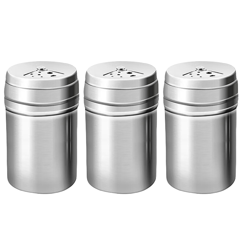梦庭（MENGTING） 不锈钢撒盐瓶撒粉罐子可可糖粉烧烤调料撒料瓶洒粉神器中号3只装