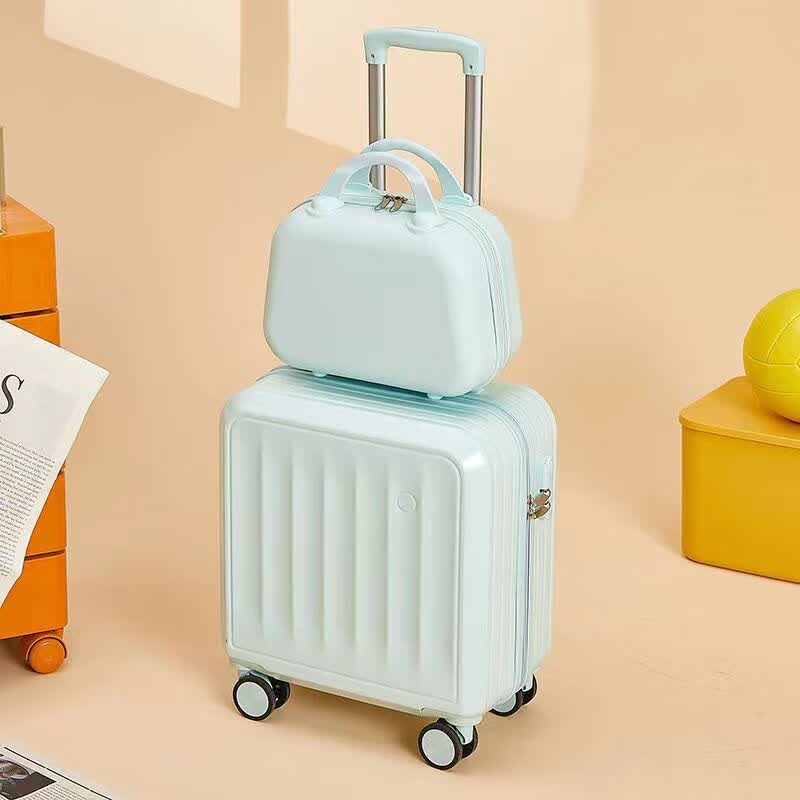 石悾小型登机箱短途旅行出差行李箱 薄荷绿子母箱 16英寸