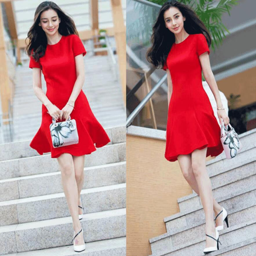 杨颖图片 红裙子图片