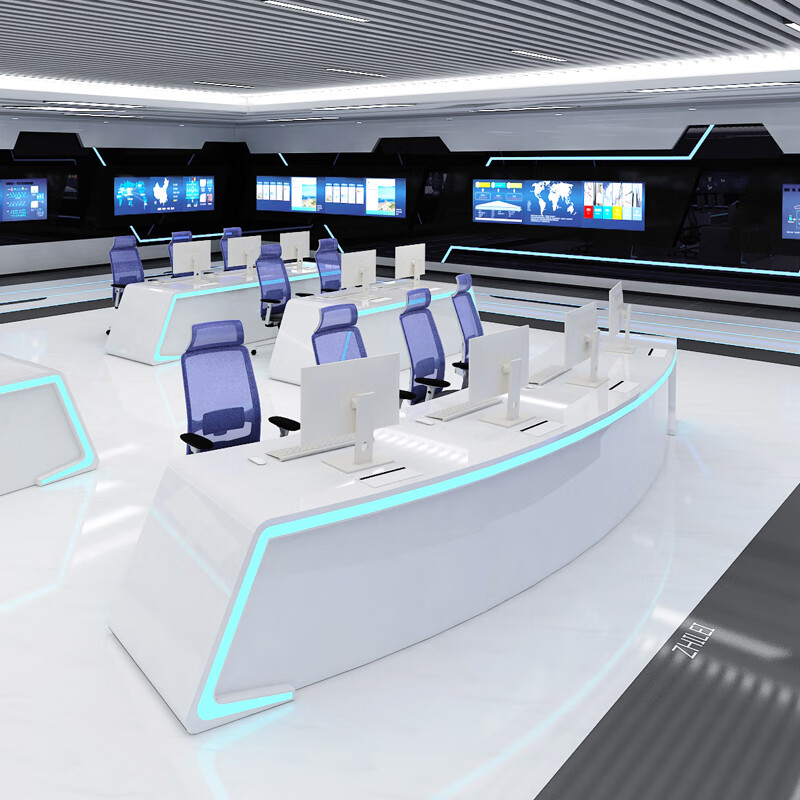 元武指挥中心控制台调度台烤漆弧形操作台网络监控台作战室安防工作台