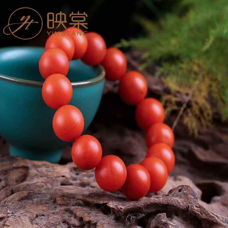 映棠 保山南红手串天然保山南红手链玛瑙满色满肉单圈圆珠手链男女款