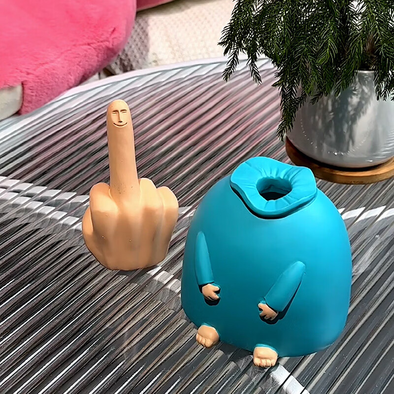 子木雅居李子熟了蓝胖中指摆件女生送礼物男生朋友同事搞笑沙雕好玩的