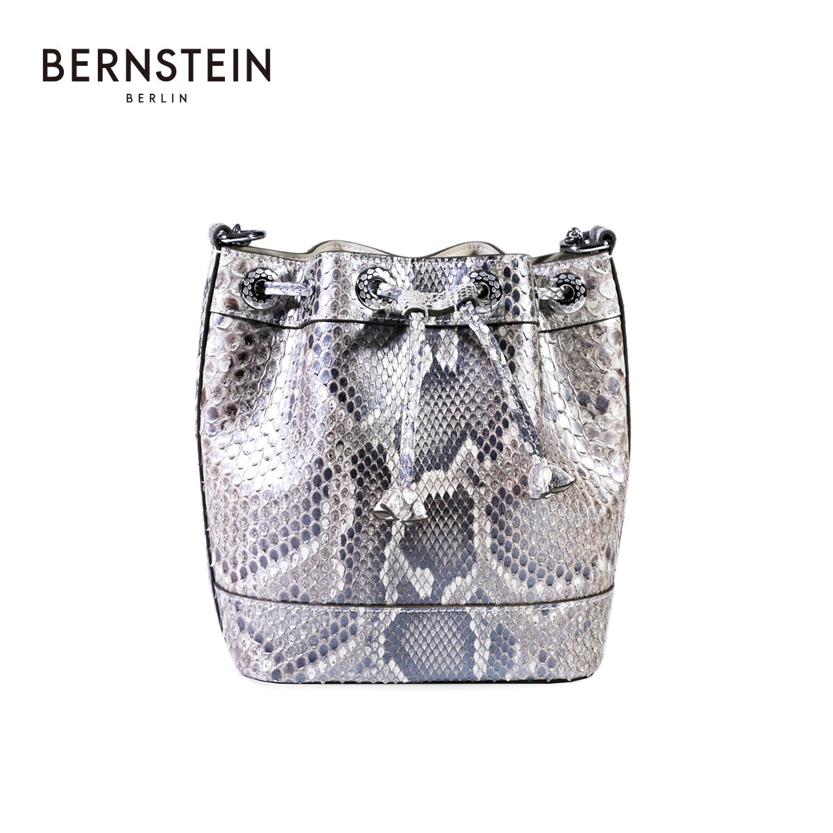 BERNSTEIN/琥珀 女士斜挎包水桶包蛇皮包 送女友上班公務(wù)包生日本命年禮物