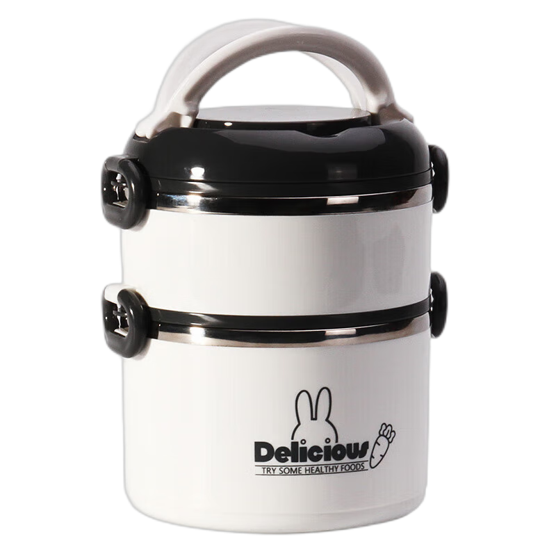 ��ɪ˹304����ֶ�㷹�� ѧ�����²ͺд������ϰ���㵱�ֲ㷹Ͱ 304˫��-1.7L��ɫ