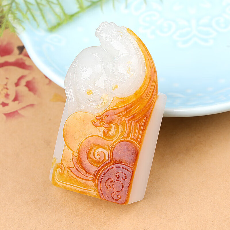 昆仑御孤品大师工和田玉籽料貔貅印章手把件男凤凰玉玺宝印图章女玉石