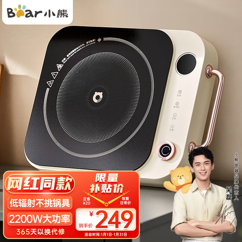 小熊(Bear)电磁炉电陶炉煮茶大功率低辐射家用火锅炉电磁灶2200W内外双环 DTL-D22A1