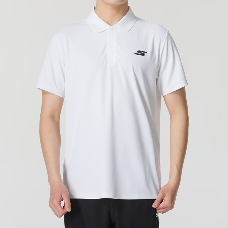 斯凯奇（Skechers）POLO衫男2025夏季新款针织短袖时尚简约商务翻领男装上衣T恤 P122M053-0019 