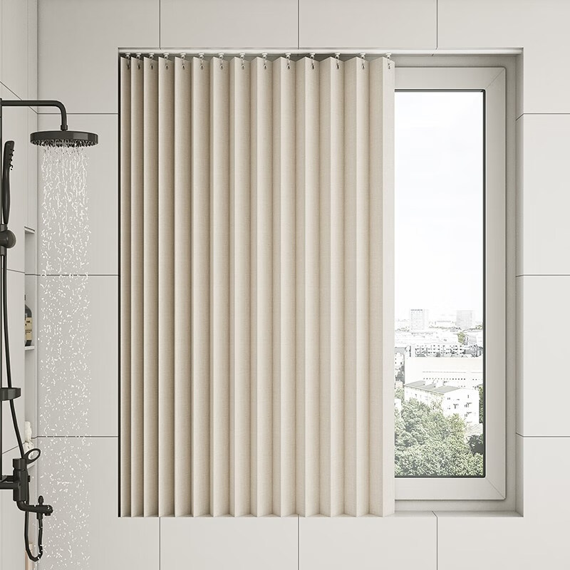 梦然纺卫生间窗户窗帘免打孔防走光遮光防水侧拉推拉式浴室厕所专用拉