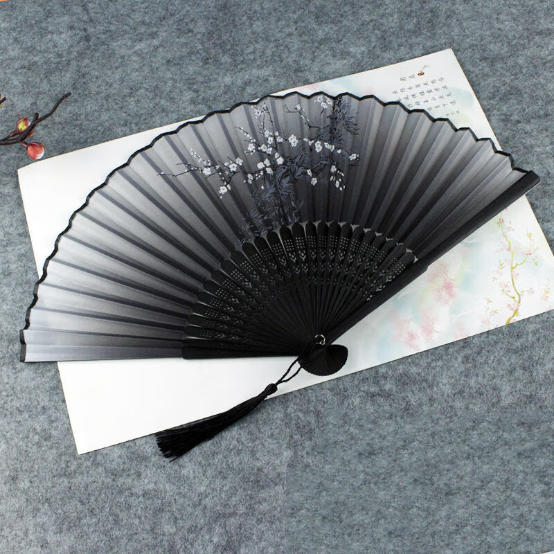 风女式学生汉服跳舞蹈扇女夏季折叠扇古装小复古布古风折扇子 树恋花1