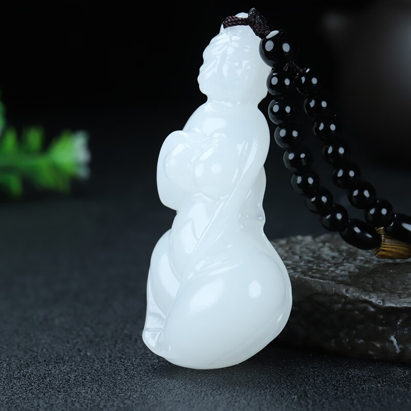 石宫匠和田玉白玉美女手把件天然玉石玉美人手玩件羊脂白把玩件手饰