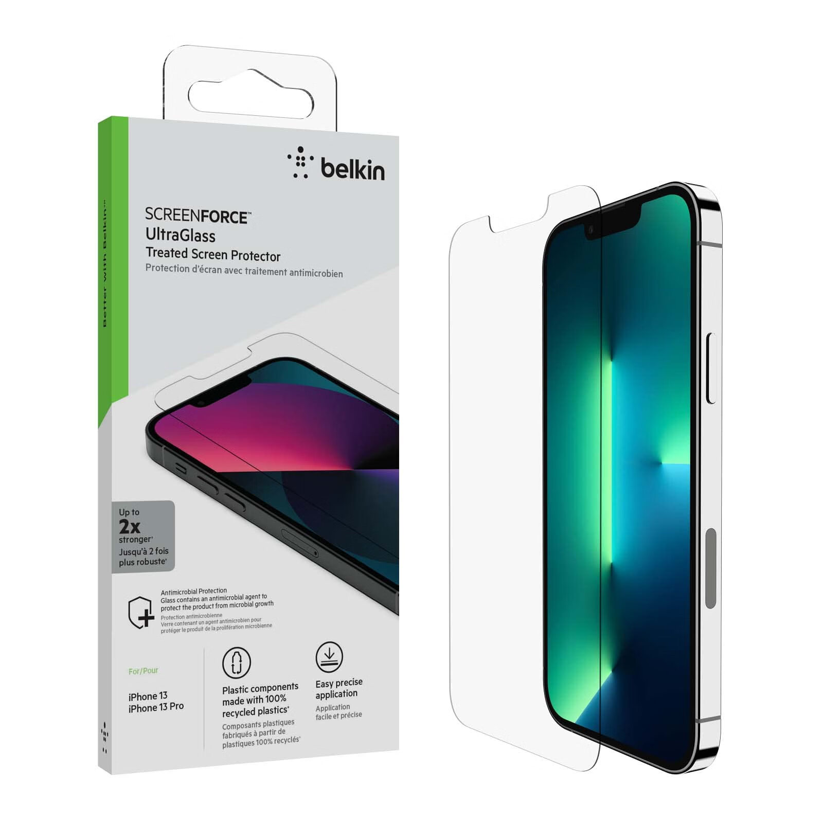 贝尔金（BELKIN） iPhone 14/13系列 UltraGlass防刮钢化膜 抗指纹 精准贴合 高清透明 易安装