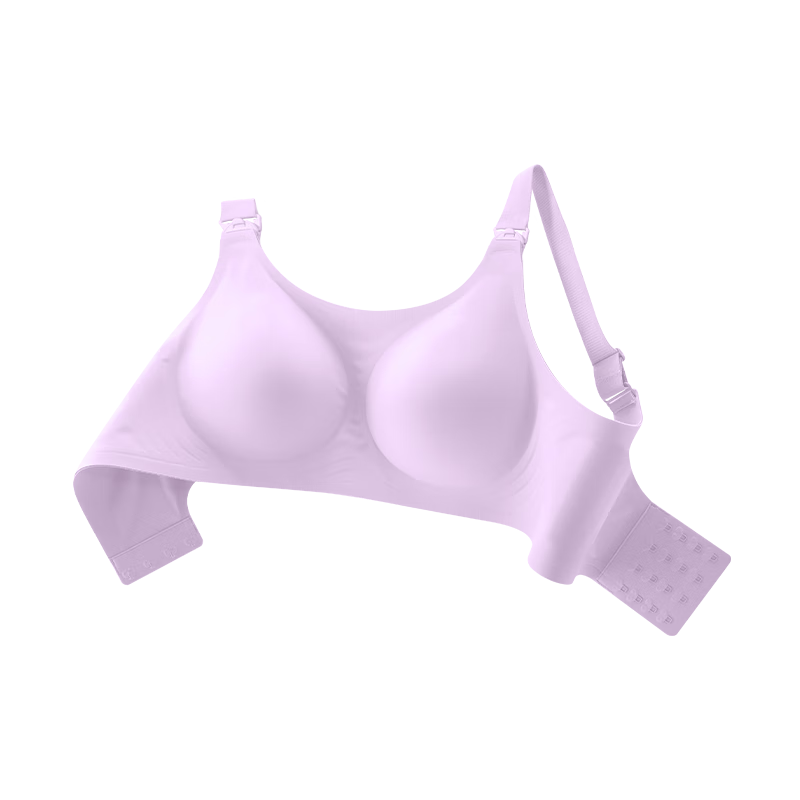 十月名裳孕婦哺乳內(nèi)衣懷孕期專用產(chǎn)后喂奶母乳QQ彈無痕文胸聚攏美背胸罩 香芋紫（便捷哺乳） XXL（90C）