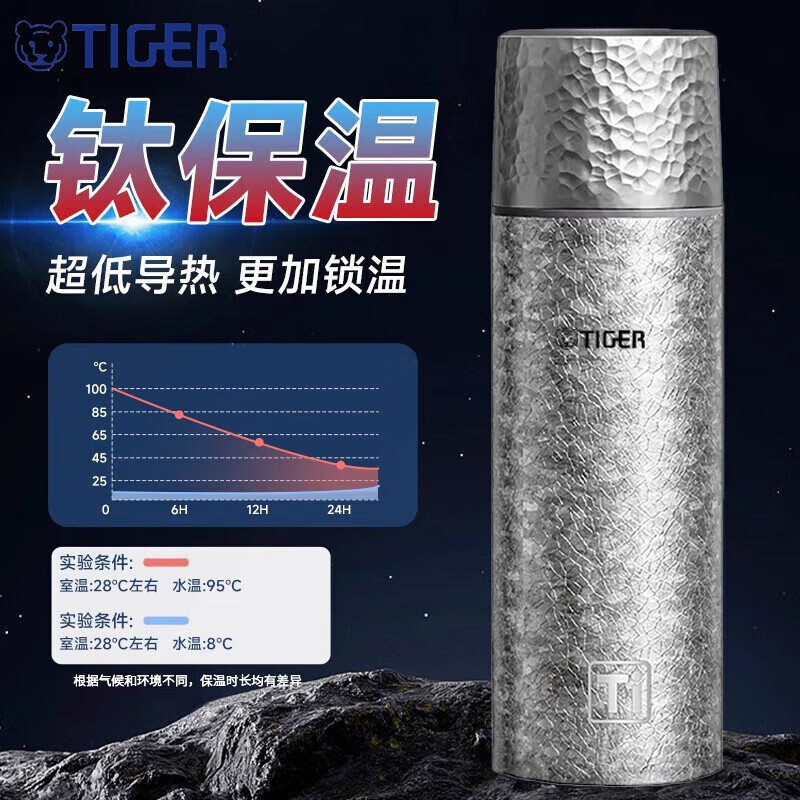 虎牌钛杯纯钛保温杯女士高档大容量茶水分离泡茶男2025新款户外水杯子 【高端款】钛晶蓝500ML-高档礼盒装