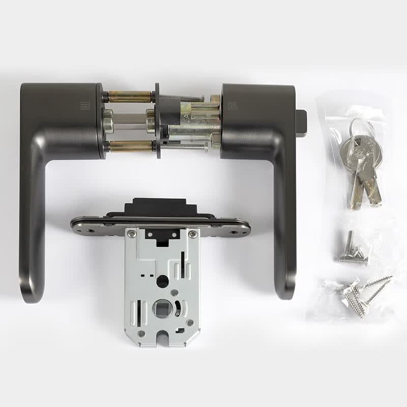 名门极简卧室门锁室内磁吸木门锁具现代家用静音生态房门锁门把手 【圆执手】拉丝金-磁吸静音 左开