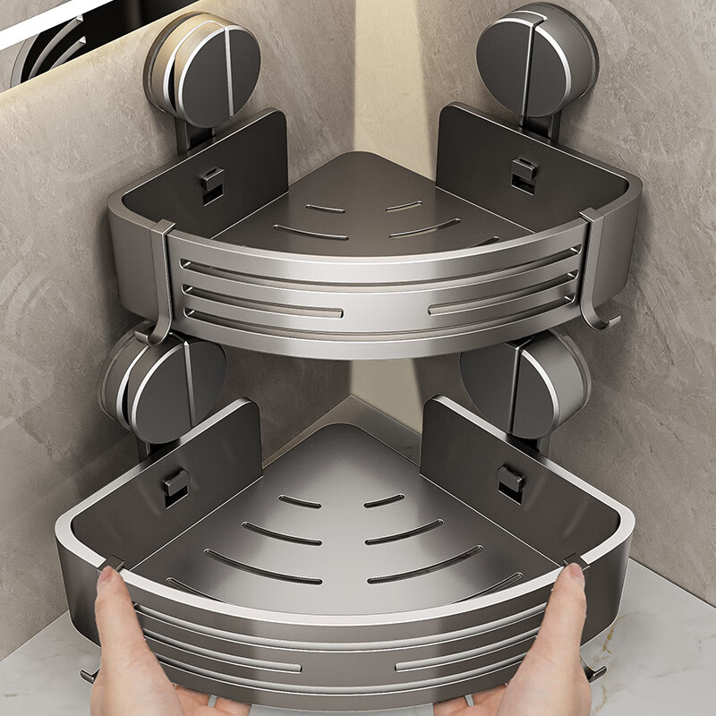 百悍吸盘三角架卫生间置物架浴室免打孔挂件厕所洗手间洗手台墙角架