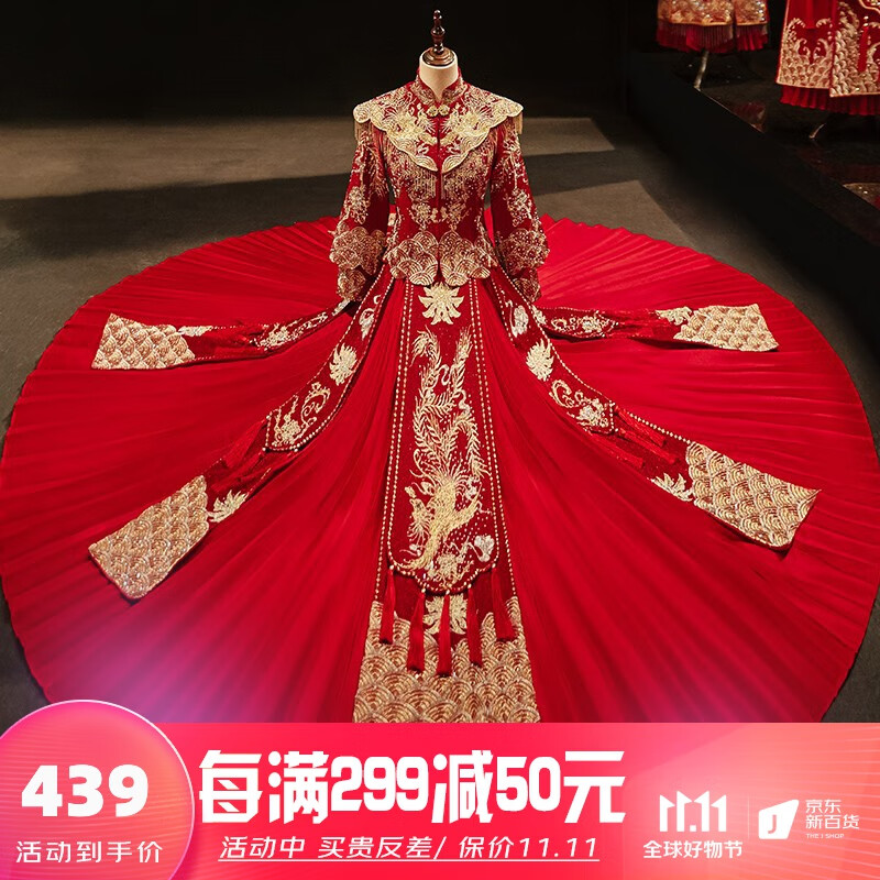 枝己（ZEIMSSMM）秀禾服新娘2023年新款高档结婚礼服中式嫁衣敬酒服龙凤褂披肩礼服 22款311披肩加钻款 L怎么看?