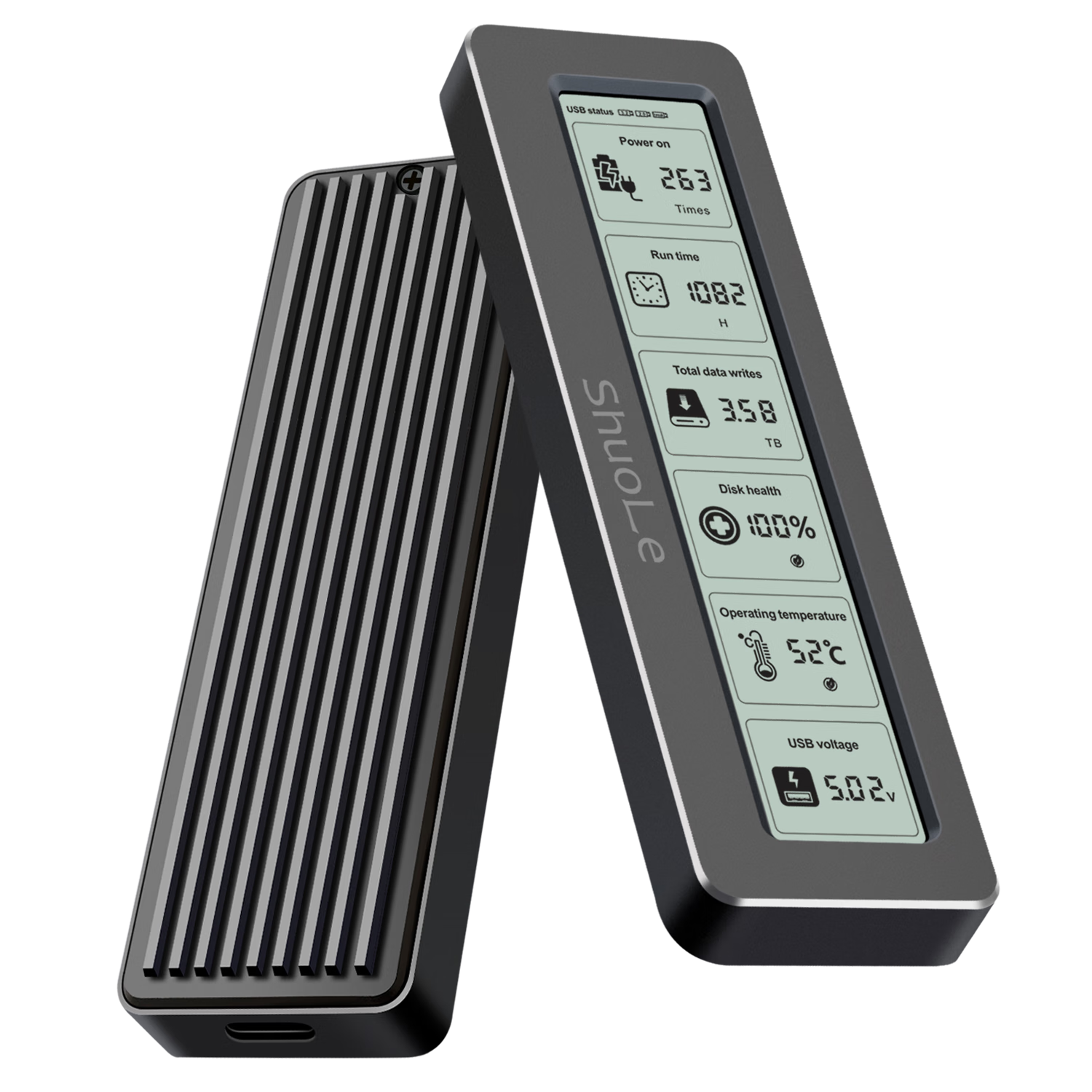 碩樂(lè)數(shù)顯M.2 NVMe固態(tài)硬盤(pán)盒子 Type-C移動(dòng)外置盒USB3.2適用筆記本電腦蘋(píng)果15外接SSD固態(tài)鋁合金散熱 單NVME協(xié)議10Gbps全金屬材質(zhì)+雙數(shù)據(jù)線(xiàn)
