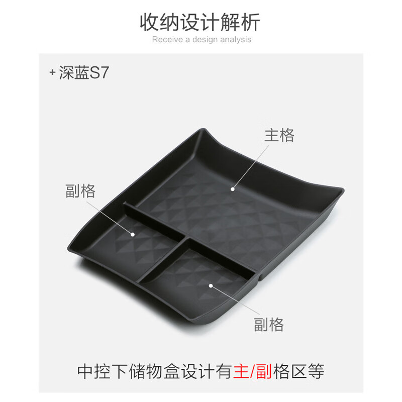 理昂适用长安深蓝S7中控下层储物盒分区整理收纳盒内饰改装汽车配件 深蓝S7（中控下储物盒）黑色