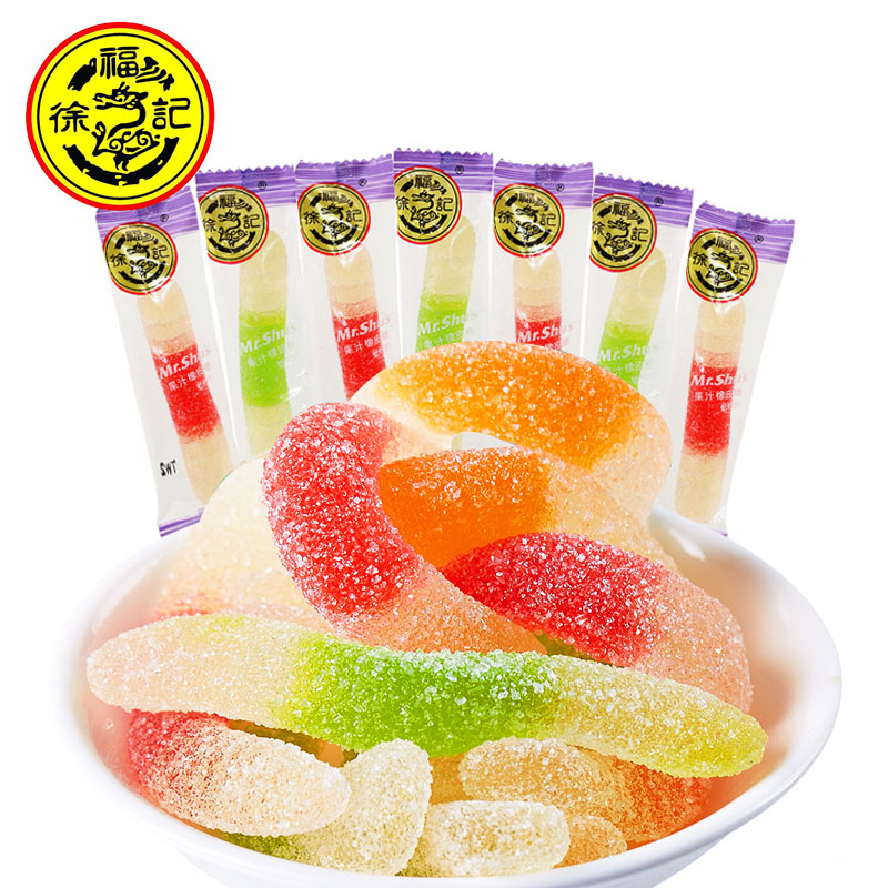 徐福记 果汁软糖橡皮糖蚯蚓糖1500g 果汁软糖qq糖酸甜糖果婚庆喜庆