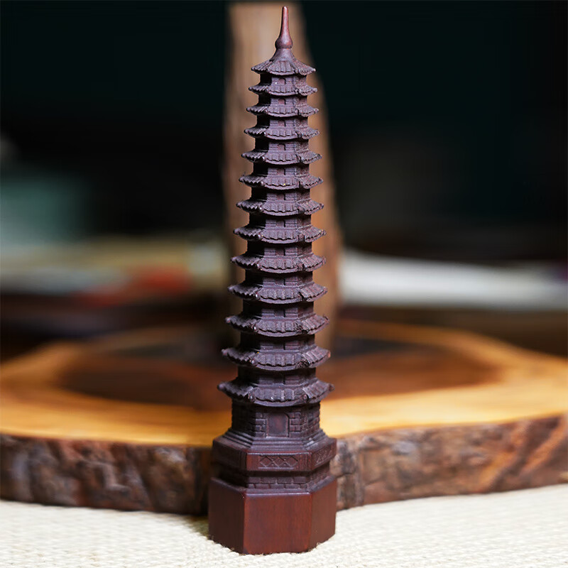 芯香天然雷击木枣木文昌塔十三层宝塔手工雕刻摆件实木 摆件-文昌塔p