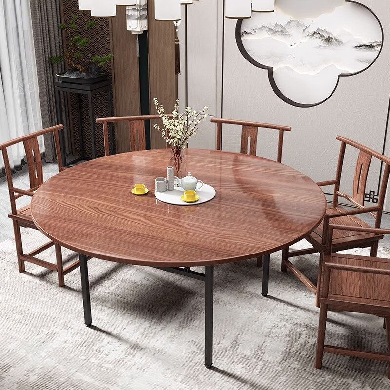 恩希仕带转盘圆形桌面餐桌 桃花芯实木圆桌面板 15人家用餐厅加厚大圆桌 桃花芯[单桌面+实木转盘 1.6米 2.2CM厚度