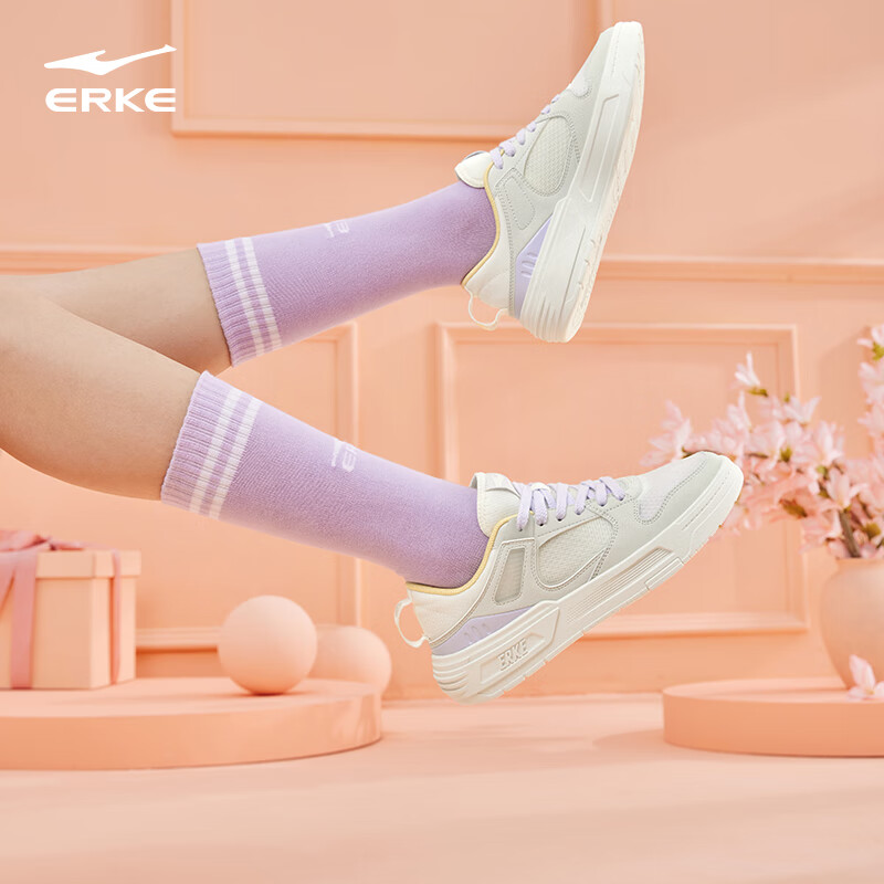 鸿星尔克男鞋板鞋2025年春季休闲鞋运动女跑步鞋软底运动鞋情侣滑板鞋子 52124201075-002（女） 37