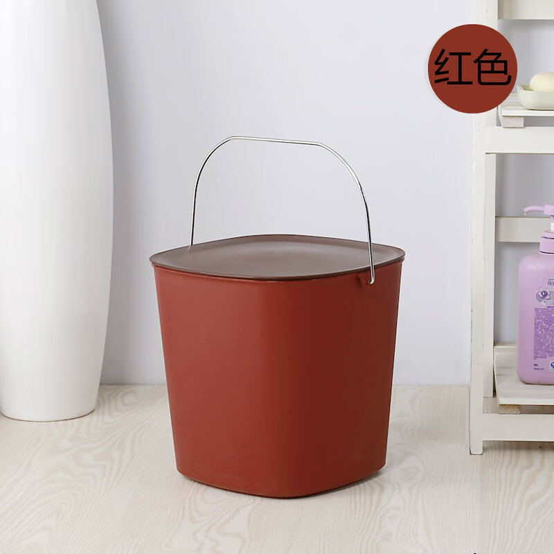 大口带把塑料水桶欧式加厚有盖方形带盖储可坐储物桶家用大号手提
