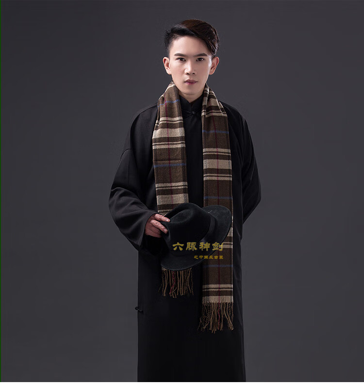 演出服中式长袍民国男先生小品评书大褂中国风复 黑色 s(身高165-172)