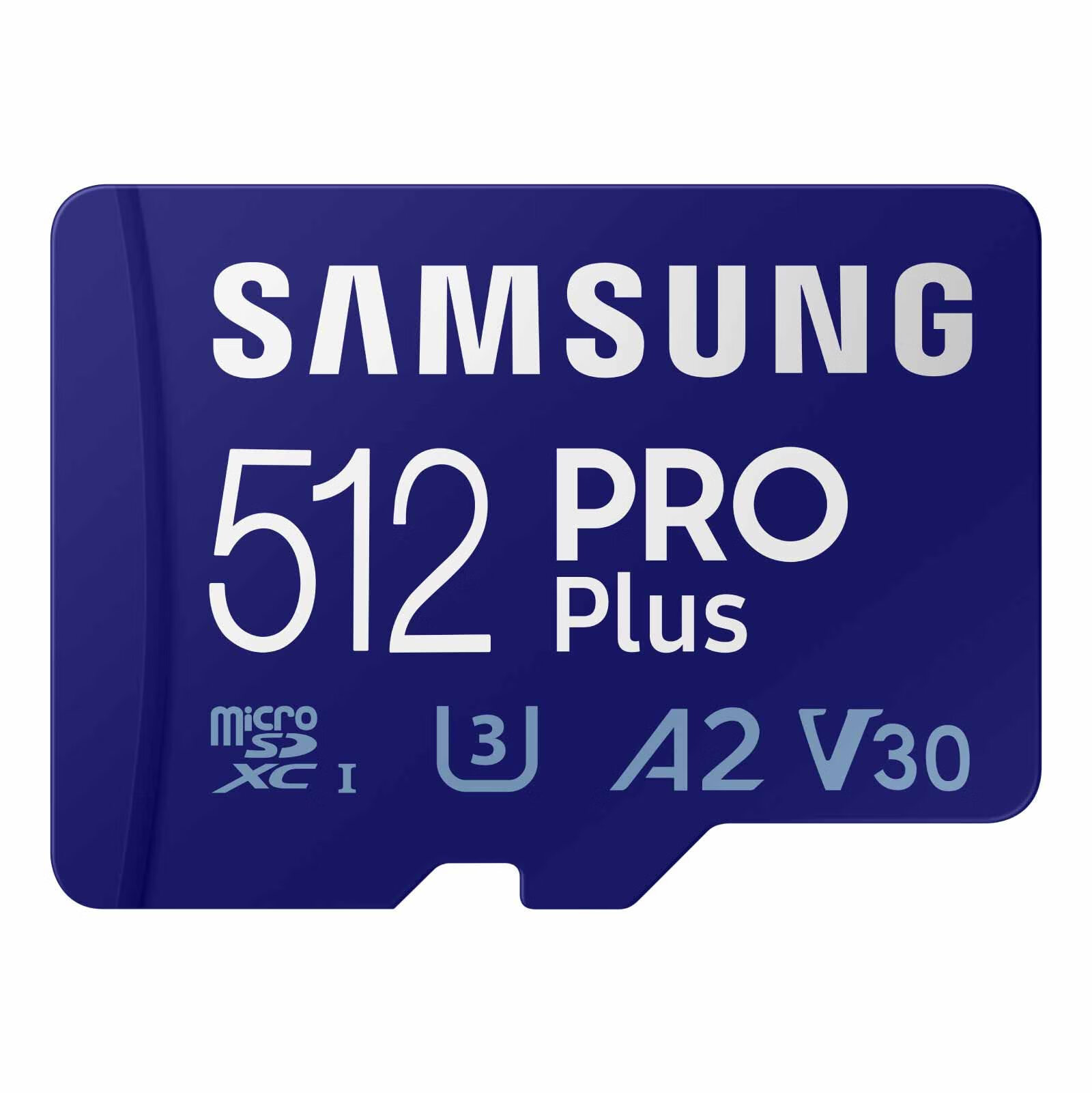 SAMSUNG 三星 512GB MicroSD内存卡适配器套装 U3A2V30 4K高速蓝卡 游戏机无人机运动相机存储卡