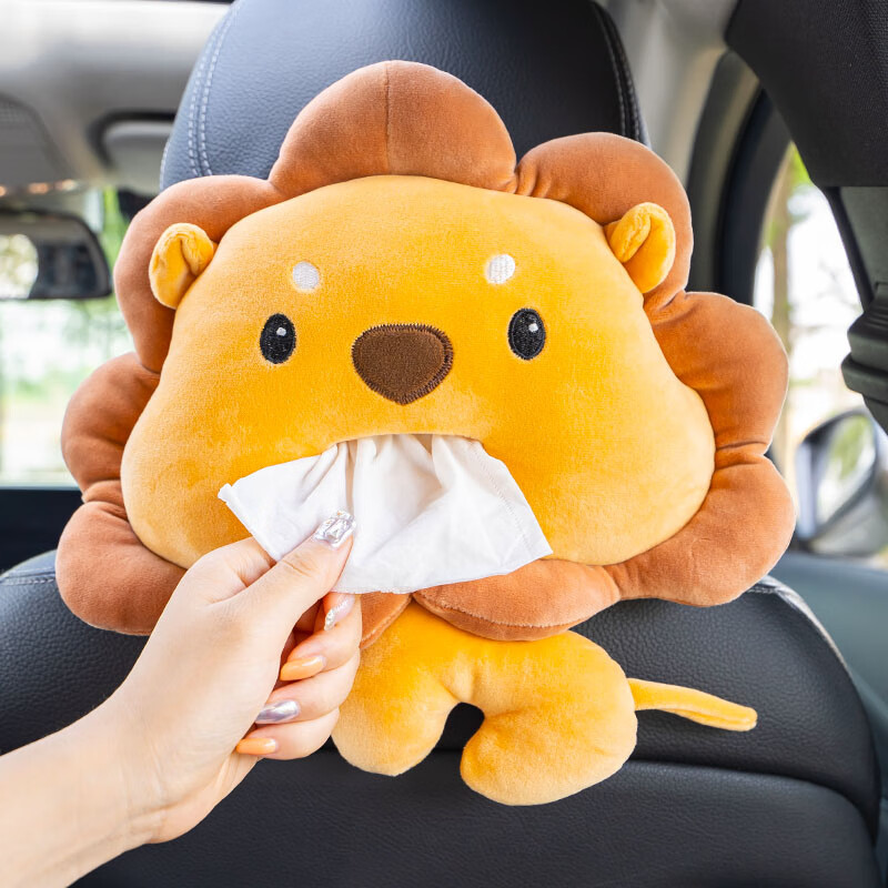 纸盒袋车用车内装饰大全挂式公仔内饰用品 小狮子纸巾盒品牌纸巾一包