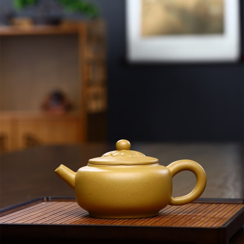 宜兴紫砂壶花瓣圆珠壶原矿黄金段泥紫砂壶纯全手工功夫茶具紫砂茶