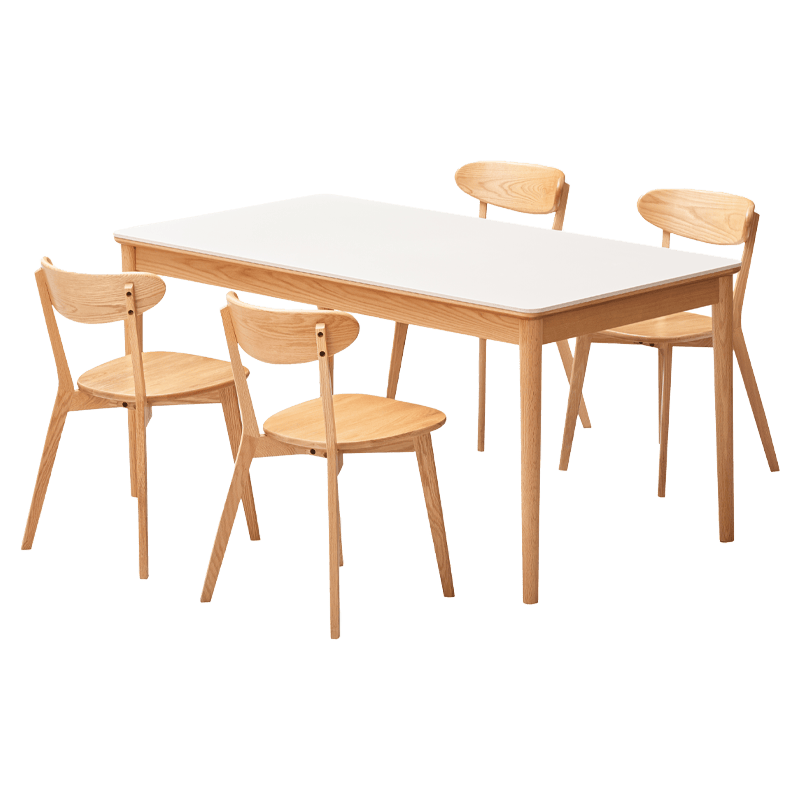 原始原素實木巖板餐桌北歐橡木桌子家用飯桌一桌四椅1.2米L711H